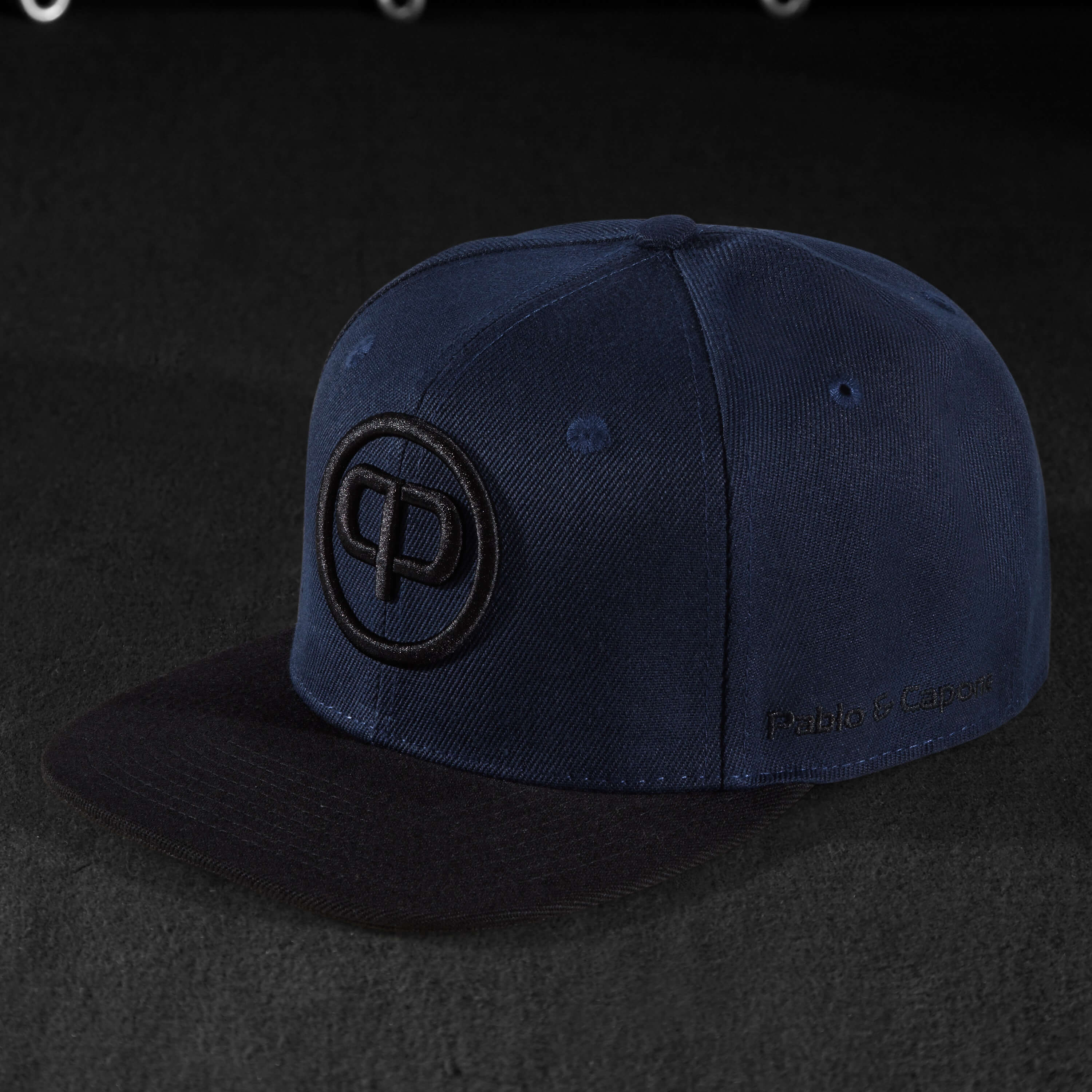 Snapback Cap Navy Blue on Black