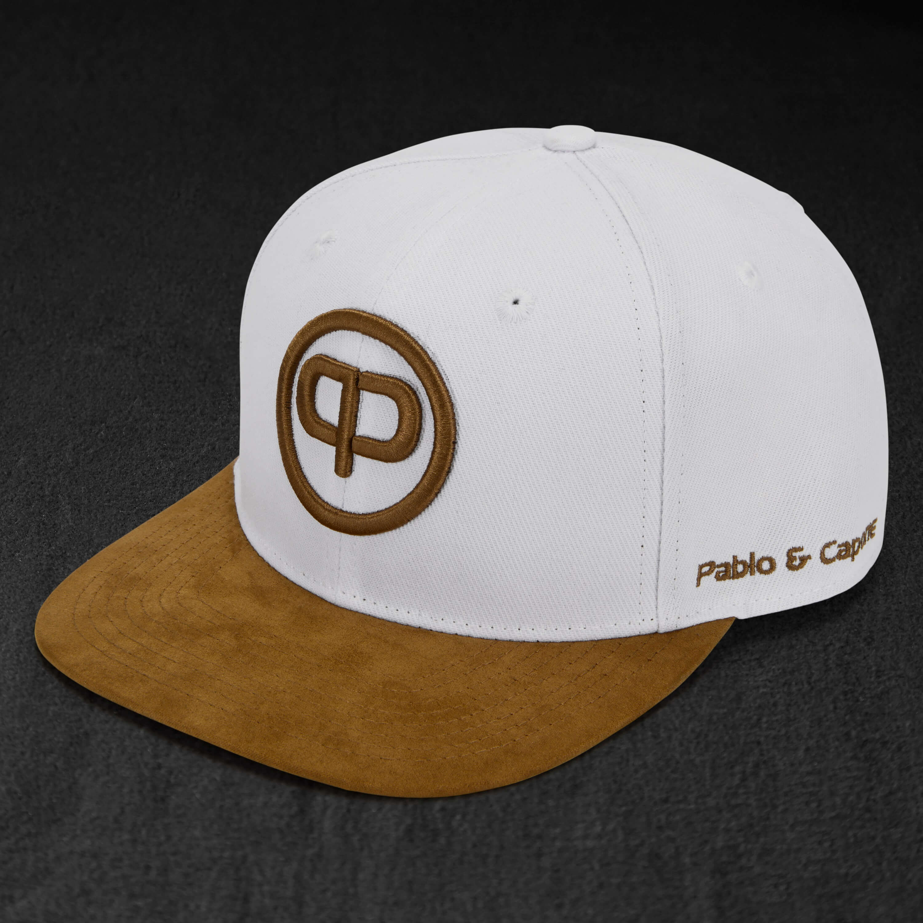 Snapback Cap - White & Suede