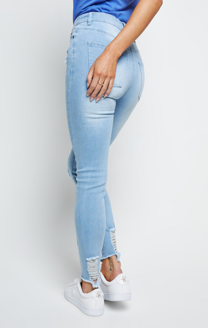 SikSilk - Distressed Skinny Jeans - Ice Blue